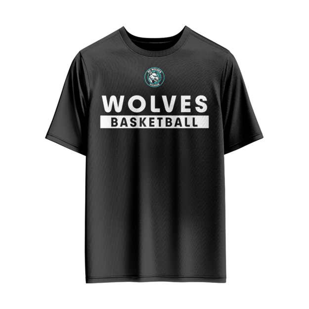 Juodi marškinėliai „Wolves Basketball”