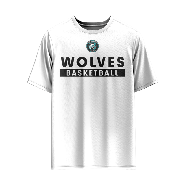 Balti marškinėliai „Wolves Basketball”